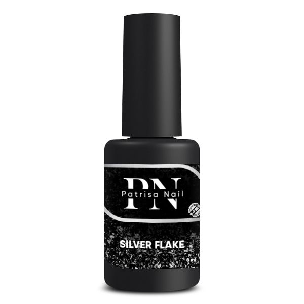 Top Glossy Silver Flake with Silver Flakes, No Sticky Layer, 8 ml