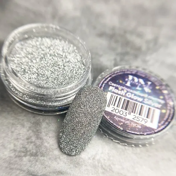Reflective Glitter Flash Glow, Silver